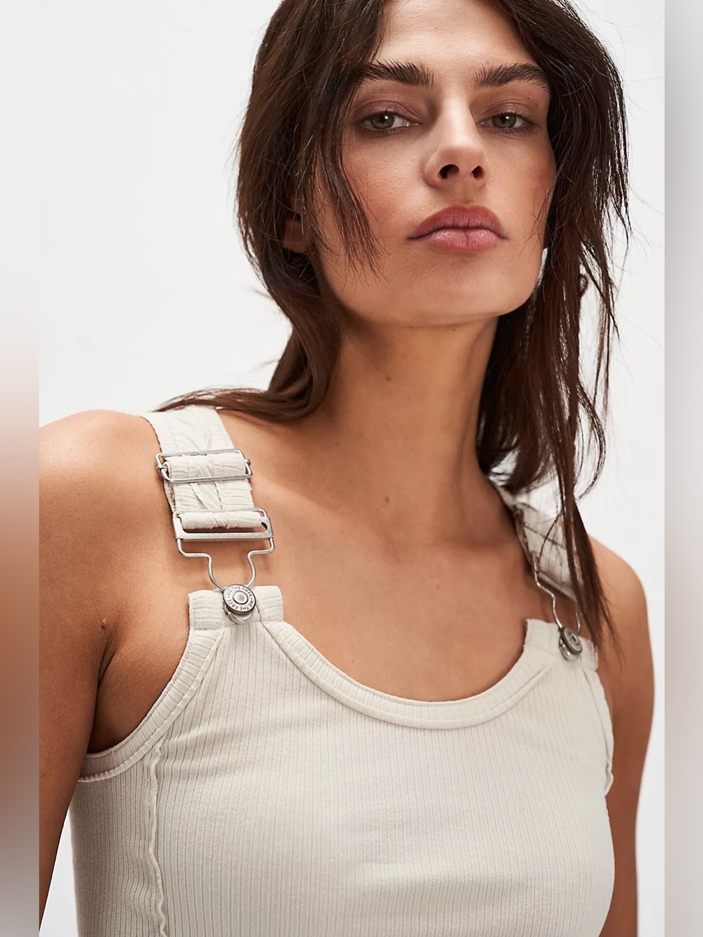We The Free ribbed tank with overall hooks NWOT